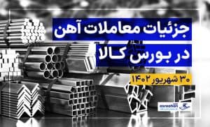 حجم معاملات بورس کالای آهن‌آلات | 30 شهریور