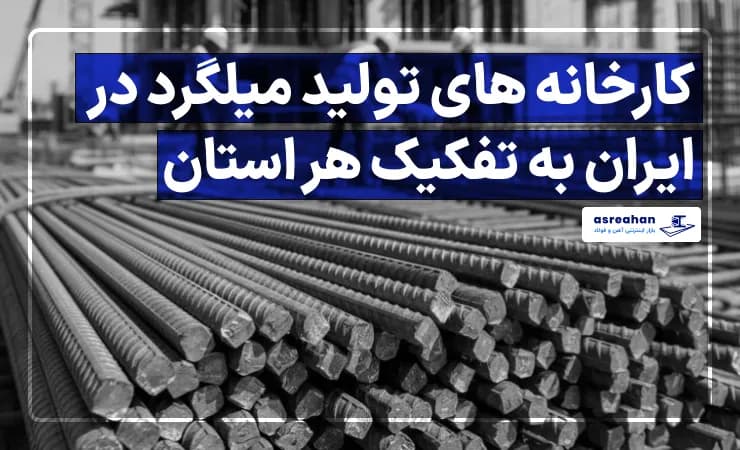 کارخانه های تولید میلگرد در ایران به تفکیک هر استان